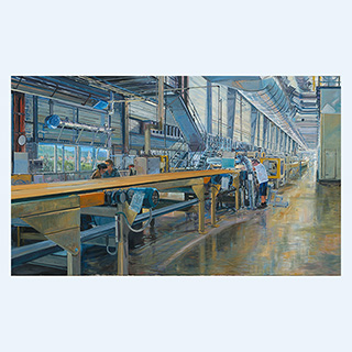 Herstellung von Gipskartonplatten | Knauf, Iphofen | 2009 | 110cm x 180cm | Öl/Leinwand